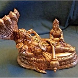 Lakshmi & Vishnu Brass Statue - Hindu god and goddess